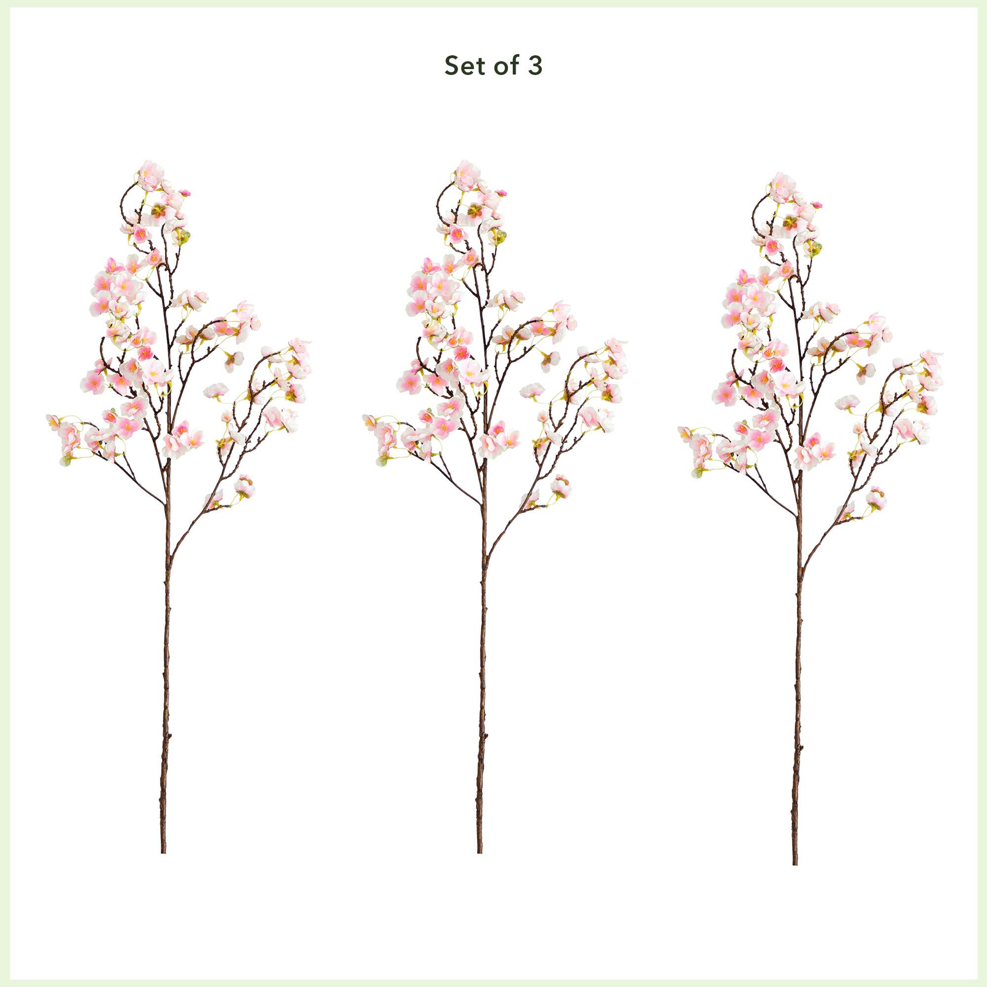 41" Pink Cherry Blossom Flower Stems, 3ct.